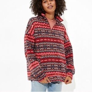 American Eagle Fair Isle quarter zip Sherpa medium